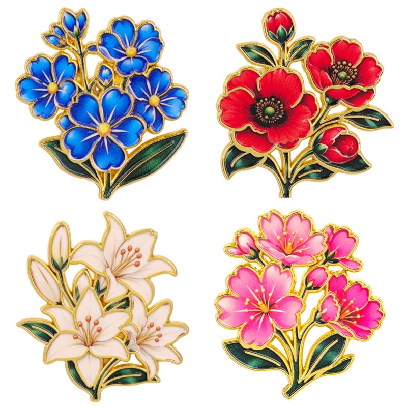 Florist Supplies - Cute Vintage Colorful Floral Enamel Pin