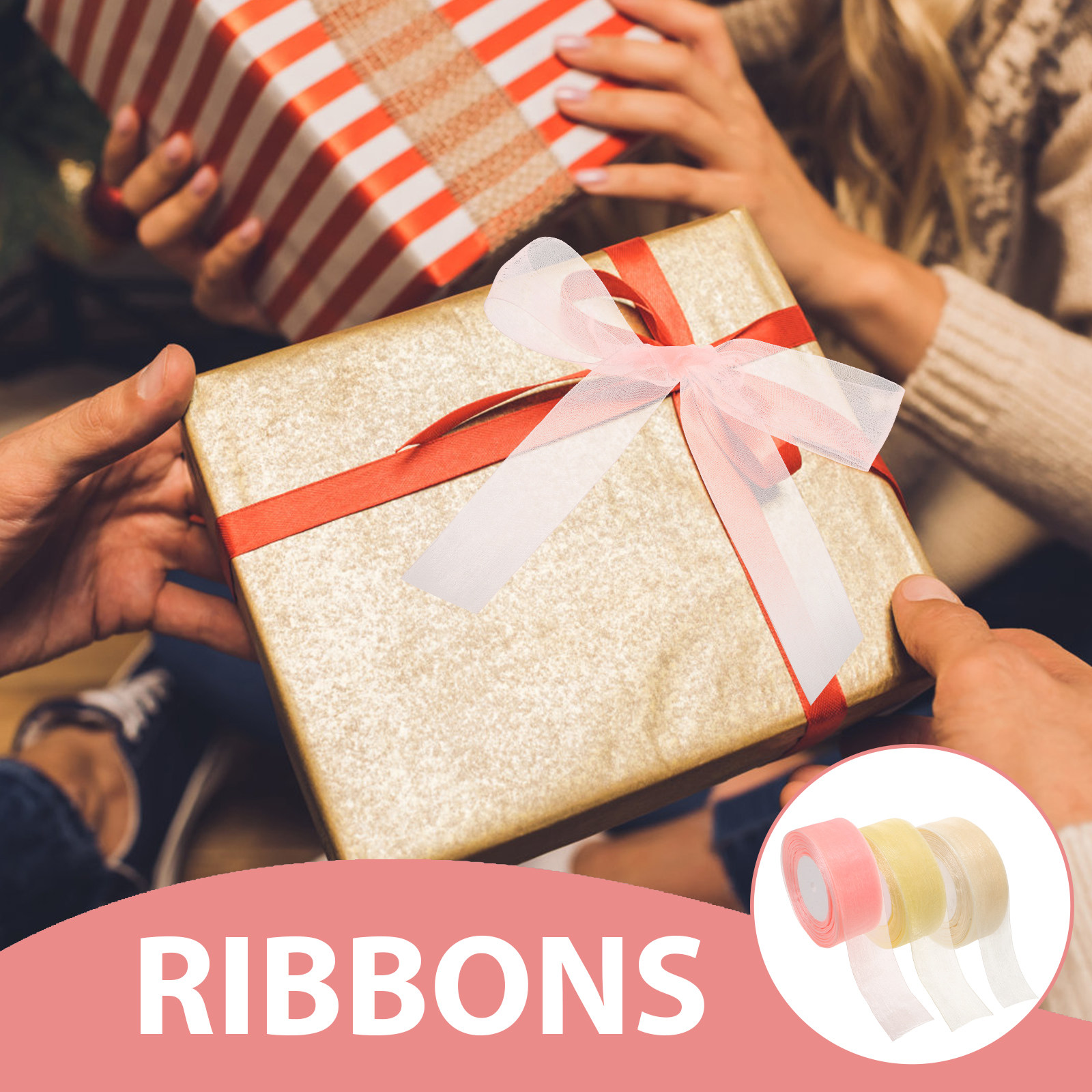 3 Rolls Sheer Organza Ribbon 5 - Ribbon Organza Roll 评论和价格