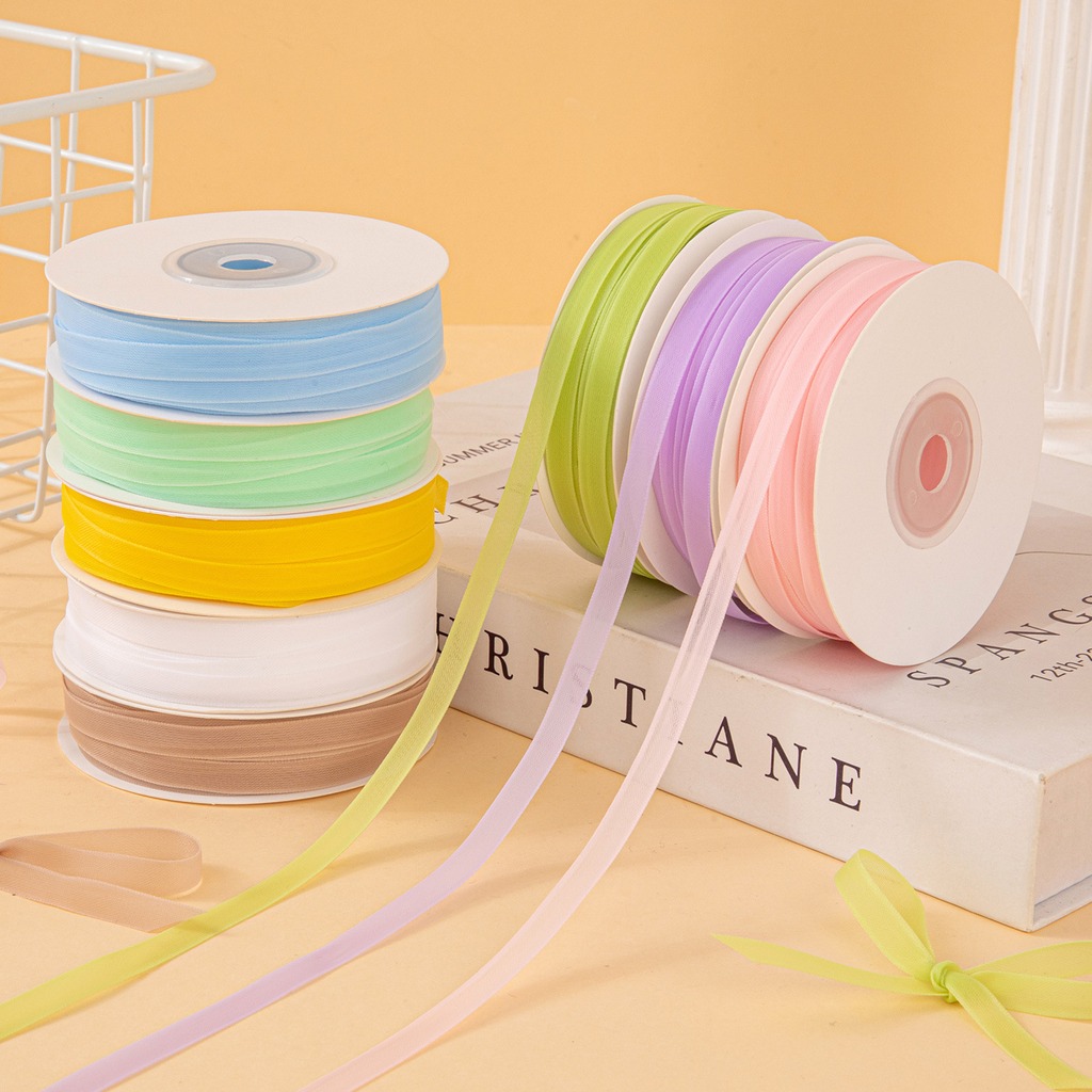 25Yards/Roll 6mm Double-sided  - Ribbon Organza Roll 评论和价格