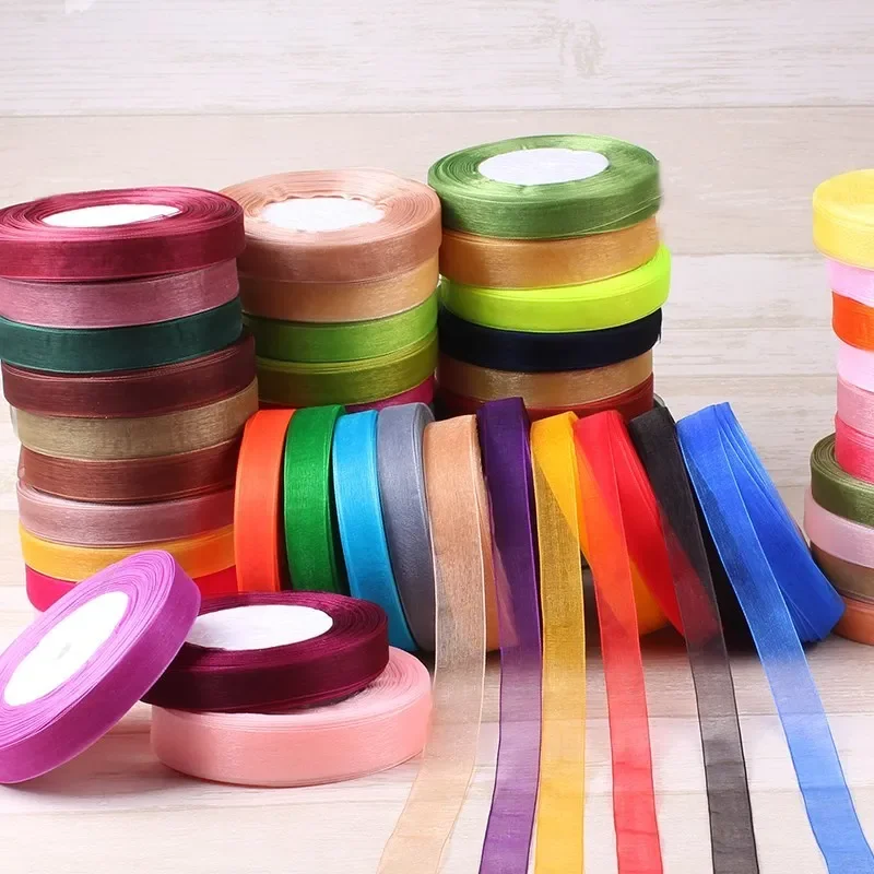 15mm 50yards/roll Organza Ribb - Ribbon Organza Roll 评论和价格