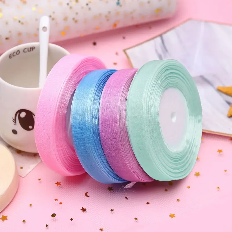 15mm 50yards/roll Organza Ribb - Ribbon Organza Roll 评论和价格
