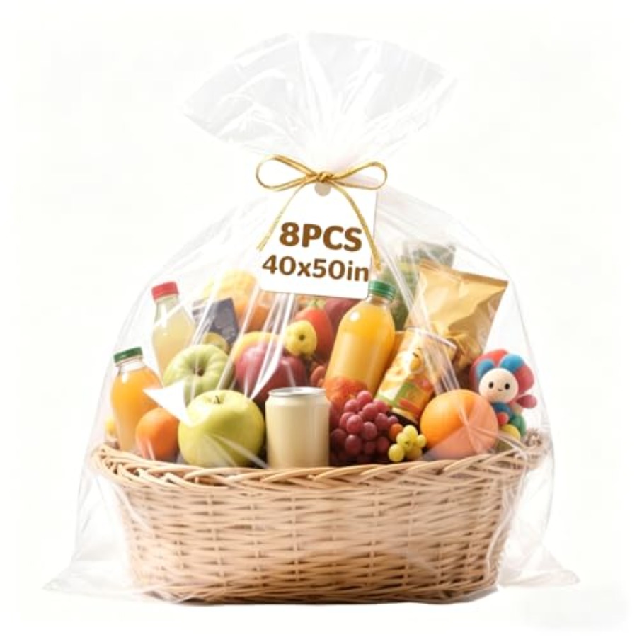 8 Pcs Large Cellophane Bags, 4 - Cellophane Wrap Clear 评论和价格