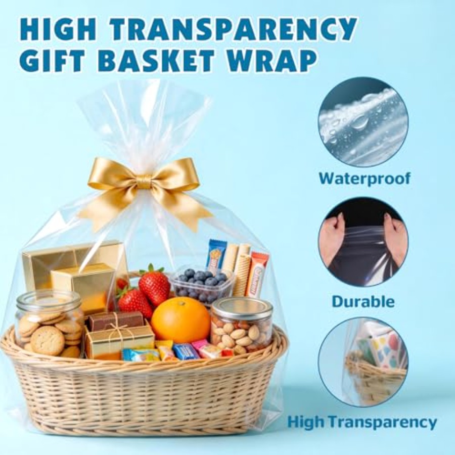 8 Pcs Large Cellophane Bags, 4 - Cellophane Wrap Clear 评论和价格