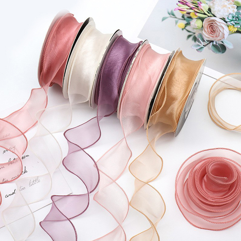 9Meters/Roll Sheer Silk Ribbon - Ribbon Organza Roll 评论和价格