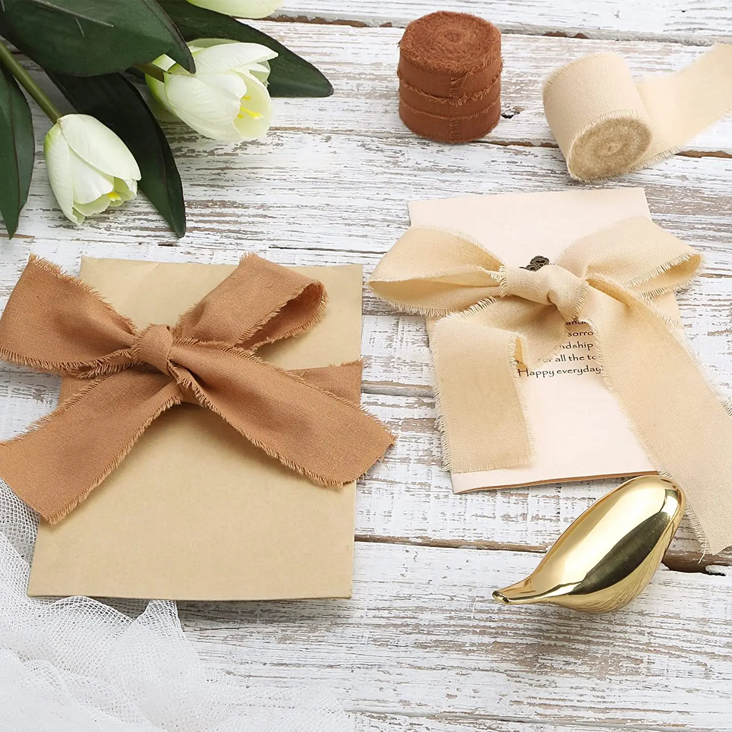 5m/Roll Frayed Silk Ribbon Edg - Ribbon Organza Roll 评论和价格