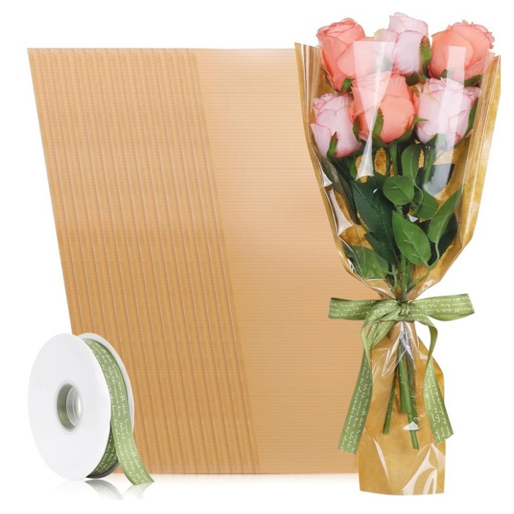 50Pcs Light coffee Flower Wrap - Flower Wrap Kraft 评论和价格