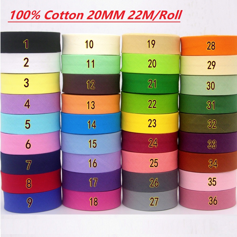 22m/Roll 100% Cotton Bias Tape - Ribbon Organza Roll 评论和价格